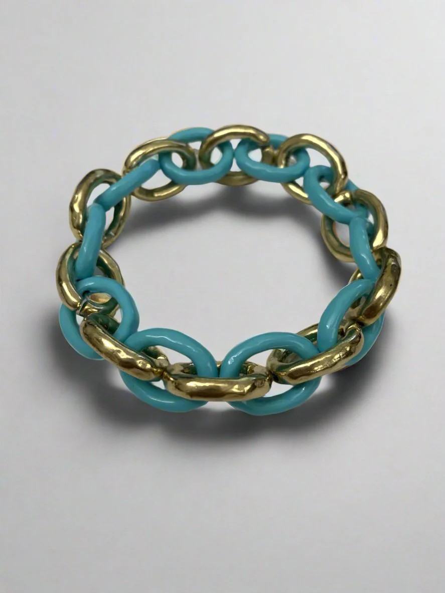 Gracie Blue and Gold Chain Link Bracelet | Benaar La