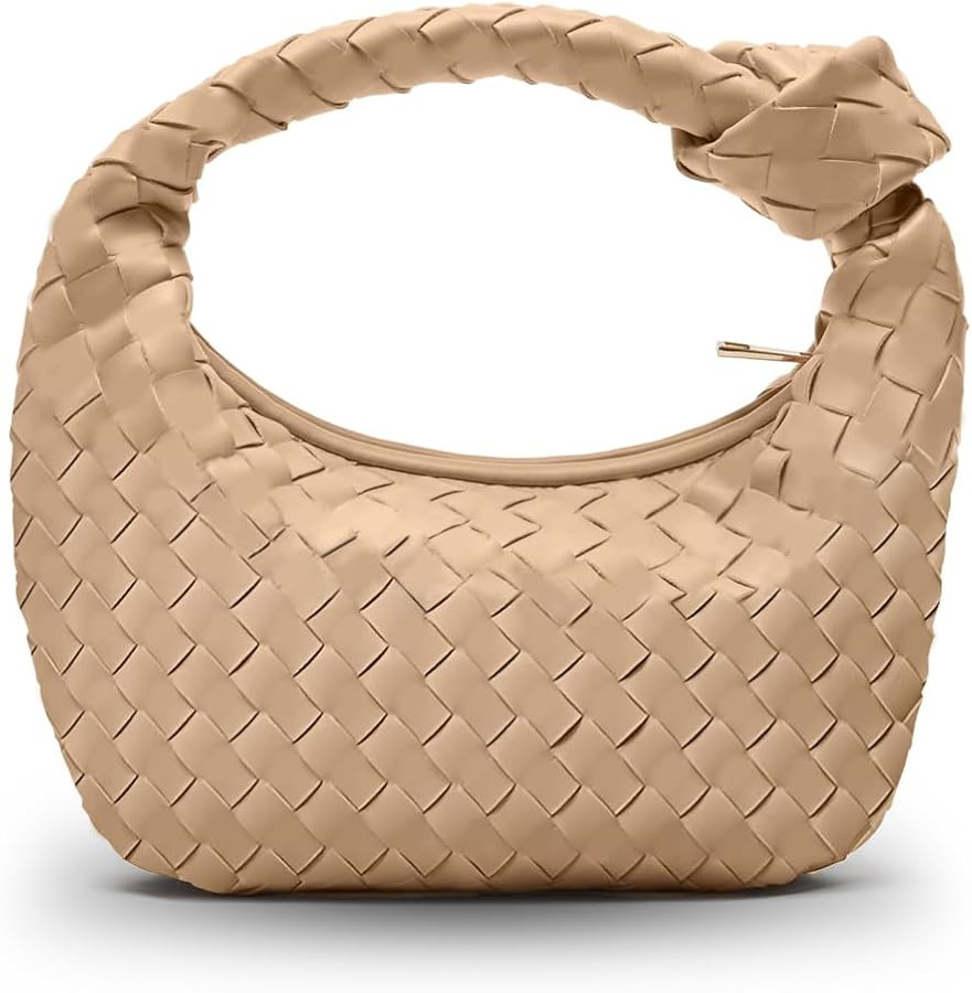 Woven Purse - Woven Bags for Women - Leather Hobo Handbags - Fashion Knotted Small Top Handle Clu... | Amazon (US)