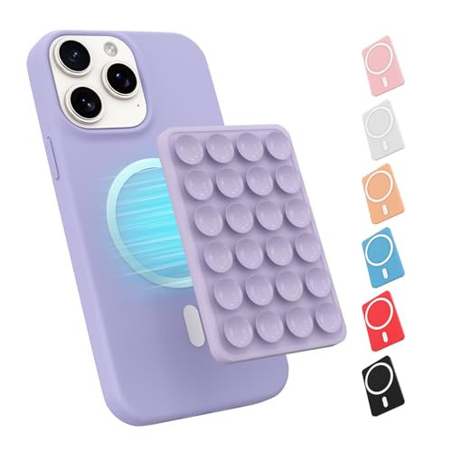 Magnetic Suction Phone Mount for MagSafe Case,Silicone Sticky Phone Grip Holder for iPhone,Removable Hands-Free Selfie/Video for TikTok & Instagram Influencer/Creator (Lavender) | Amazon (US)