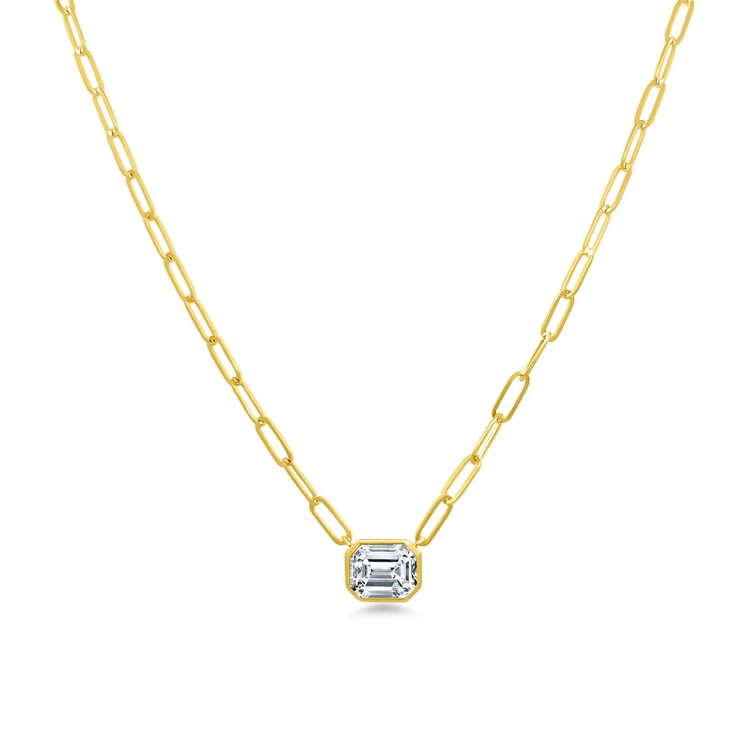 Baguette Mosaic Paper Clip Necklace | LINDSEY LEIGH JEWELRY