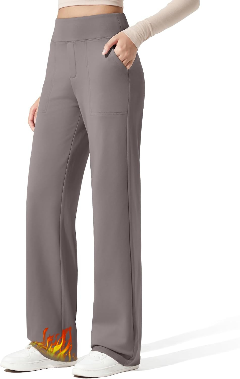 G4Free EverGoing Fleece Lined Wide Leg Pants for Women Dressy Work Casual | Amazon (US)