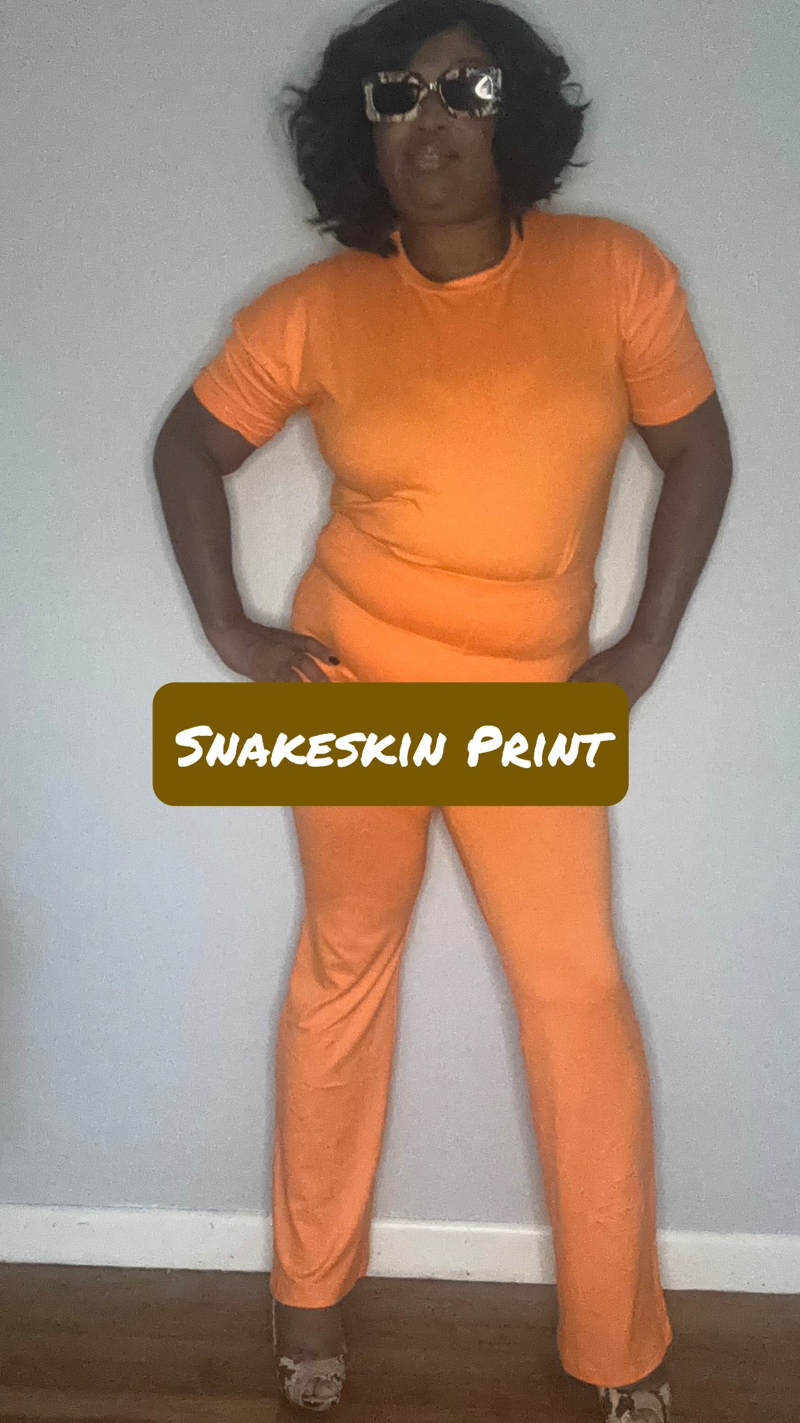 #Amazon2pieceorangecomfypantsset#accessorizedwithsnakeprint#snakeskinpumpsstilettos#snakeskinshades

#LTKStyleTip #LTKOver40