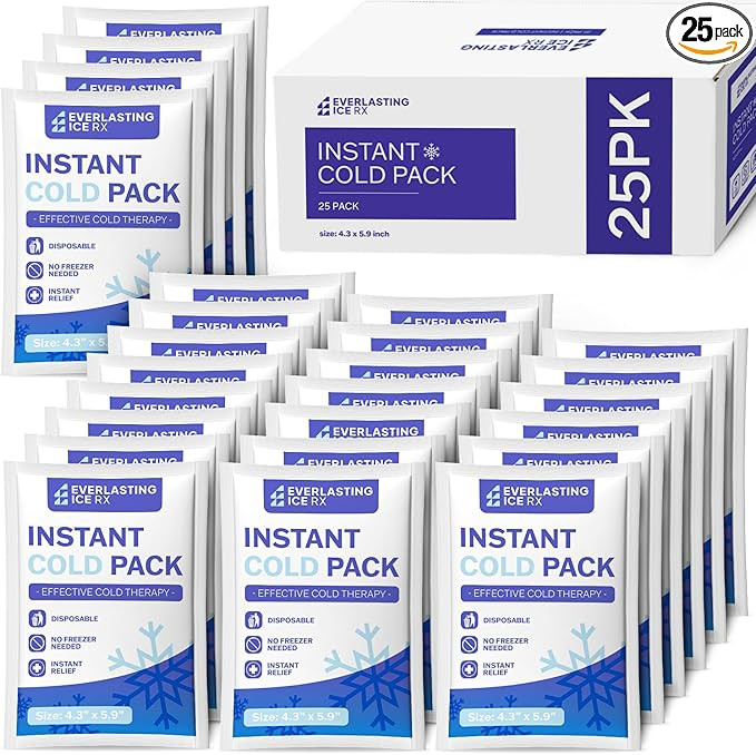25 Pack - Instant Cold Packs - Instant Ice Packs for Injuries | Disposable Cold Compress Ice Pack... | Amazon (US)