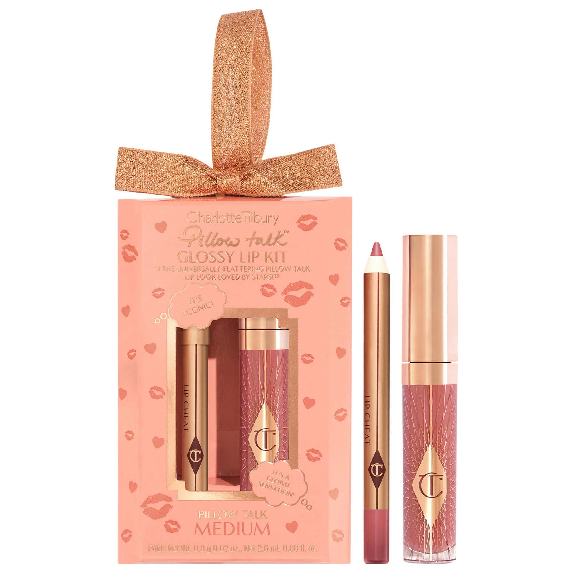 Charlotte Tilbury Mini Pillow Talk Glossy Lip Duos Medium Collagen Lip Bath: 0.08 oz / Lip Cheat: 0.02 oz/Collagen Lip Bath: 2.6 mL / Lip Cheat: 0.8 g | Sephora (US)