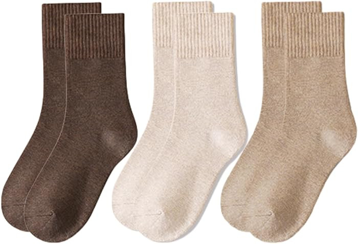 Lomitract Mini Crew Quarter Socks Women: Above Ankle High, Bamboo Long Dress Sock, Cotton Tall Sox, Mid Half Calf Length, Suit for Short Boot, Beige, Neutral, Brown | Amazon (US)
