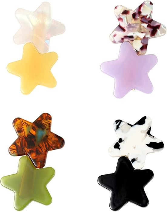 4PCS Acrylic Resin Stars Hair Clips Geometric Alligator Hair Clips Non-Slip Large Barrettes for W... | Amazon (US)