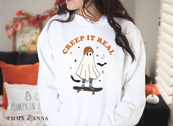 Halloween Hoodie Creep It Real Sweatshirt Ghost Hoodie - Etsy | Etsy (US)