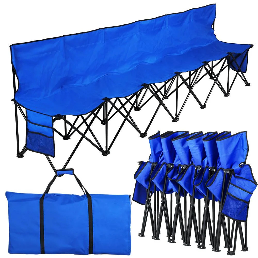 6 Seats Portable Folding Bench For Sports Camping Blue | Walmart (US)