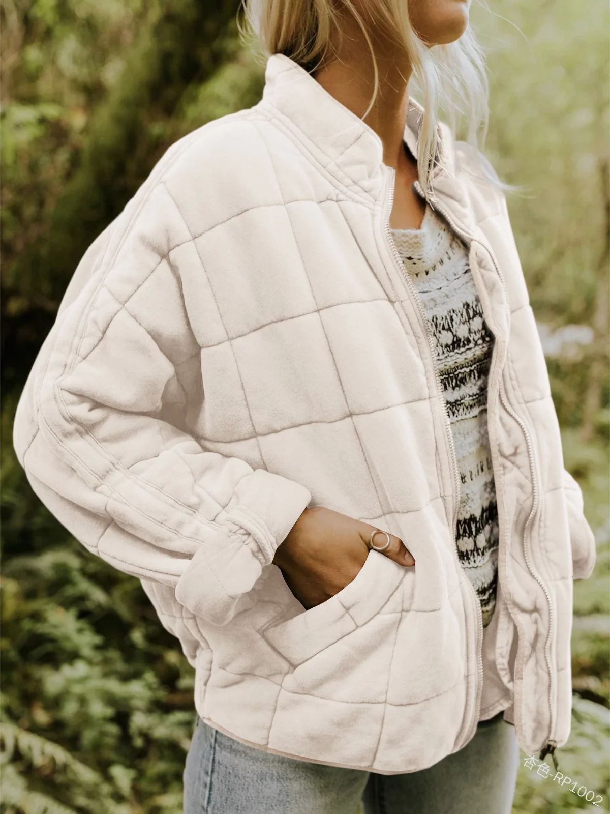 Womens Casual Dolman Quilted Jackets Loose Drop Shoulder Lightweight Coat | Walmart (US)
