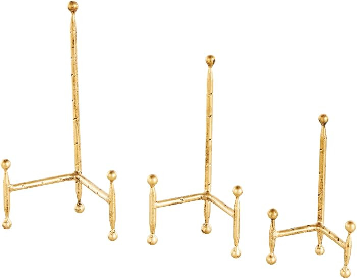 Deco 79 Metal Slim Tabletop Easel with Ball Accents, Set of 3 12", 10", 8" H, Gold | Amazon (US)