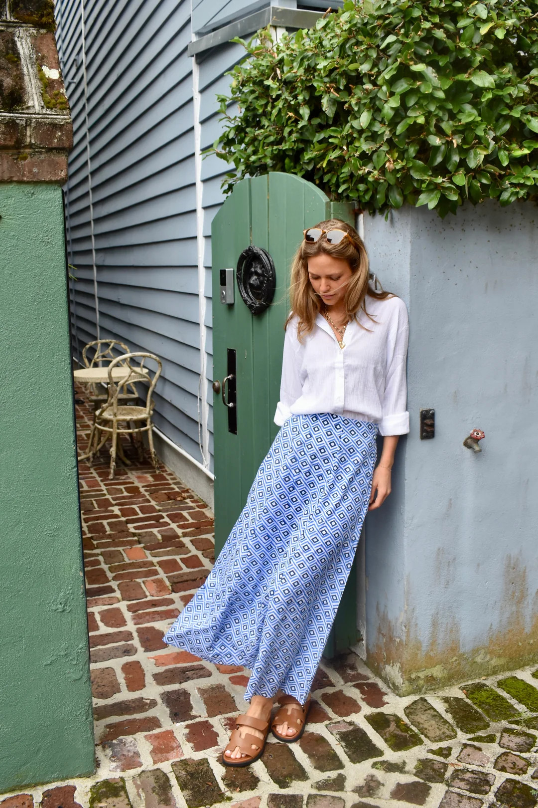Hanley Midi Skirt Blue Diamond | Madison Mathews