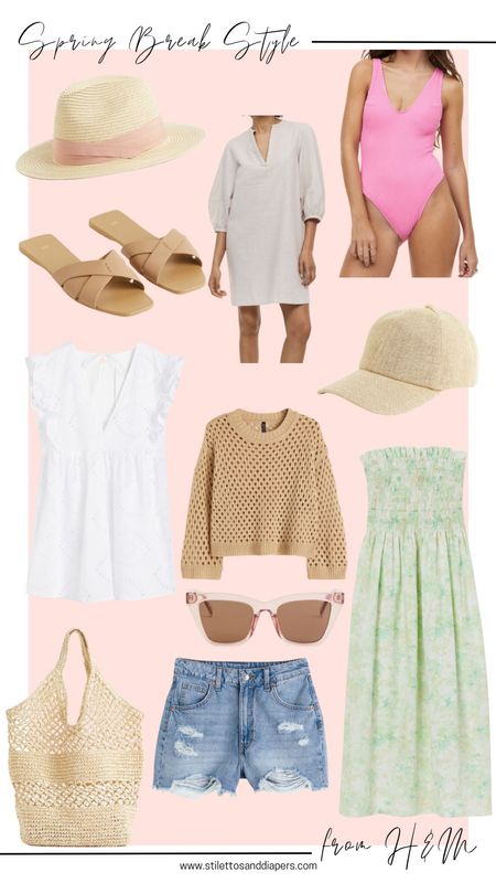 Spring break finds from H&M! Straw bag, straw baseball hat, ribbed one piece, car eye sunglasses, summer maxi dress, swim coverup 

#LTKSeasonal #LTKFind #LTKswim