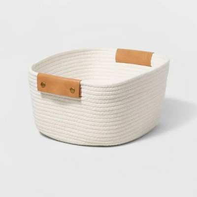 13" Decorative Coiled Rope Square Base Tapered Basket Small Cream | Target