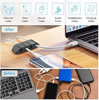 10 Pack Black Adhesive Cord Holders, Cable Clips,Ideal Cable Cords Management for Organizing Cabl... | Amazon (US)