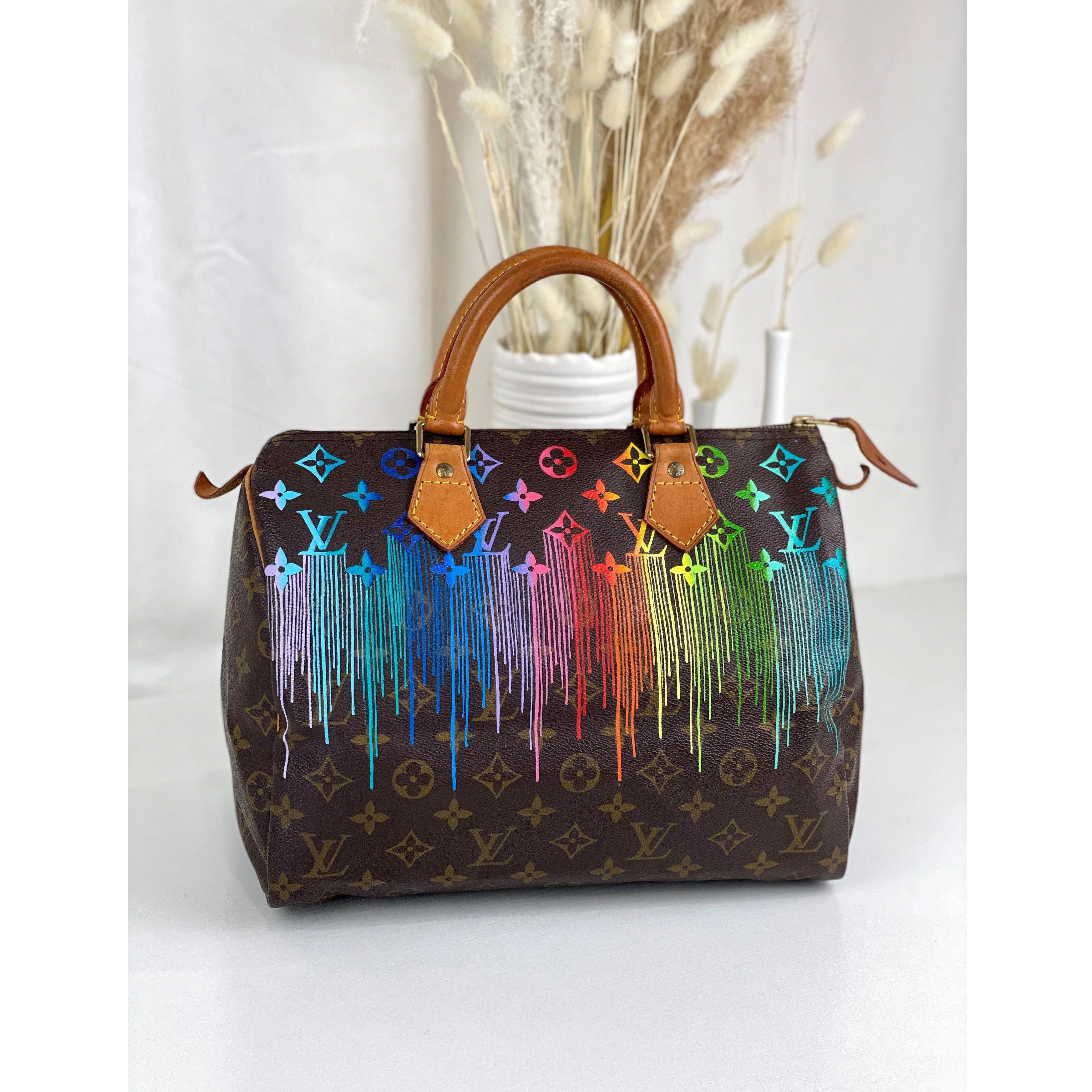 Customized Louis Vuitton Speedy 30 - "Rainbow Reflection" Artwork | New Vintage Handbags