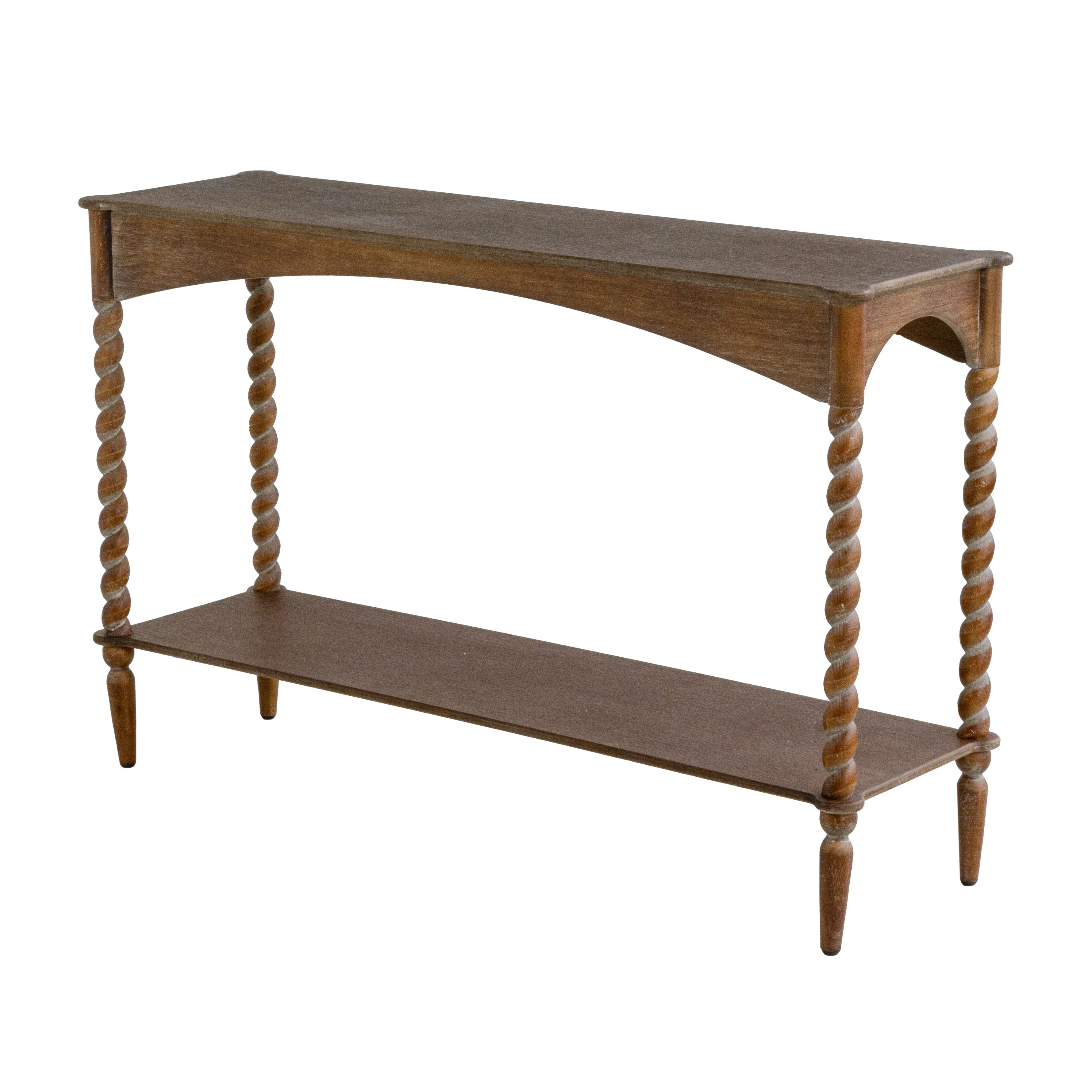 47X14x30" Brown Wood Console Table With Turned Spiral Legs And Lower Shelf | Wayfair North America