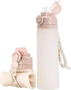 TakeToday Collapsible Water Bottles 20oz (600mL), Foldable Platinum Silicone Travel Water Bottle ... | Amazon (US)
