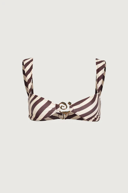 Spiral Bandeau Top (Brown Stripe) | SAME