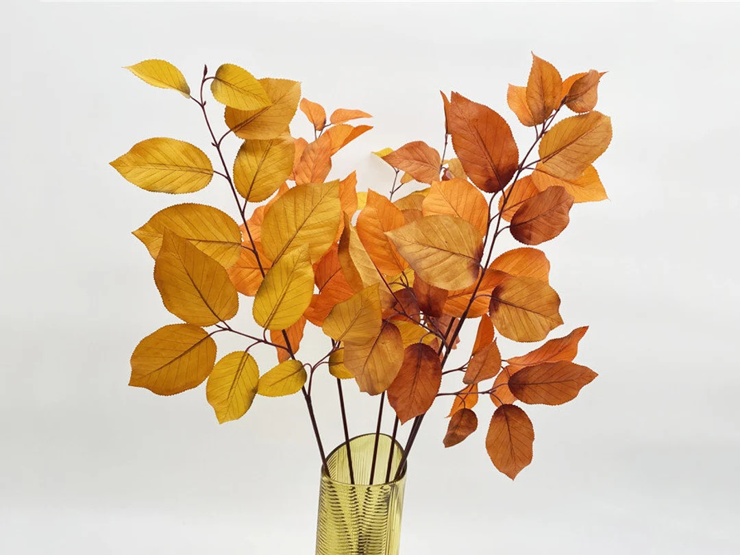 Birch Leaf Branch, Fall Foliage Twig, Artificial Flower Craft, Vintage Home Floral Decor, Wedding... | Etsy (US)