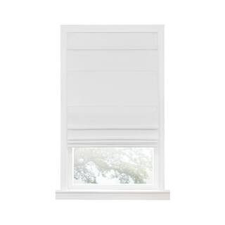 Florence White Cordless Blackout Pleated Polyester Roman Shades 31 in. W x 64 in. L | The Home Depot