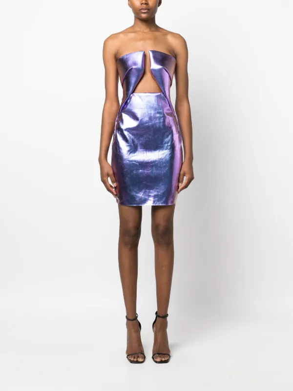 Rick Owens metallic-finish cut-out Minidress - Farfetch | Farfetch Global