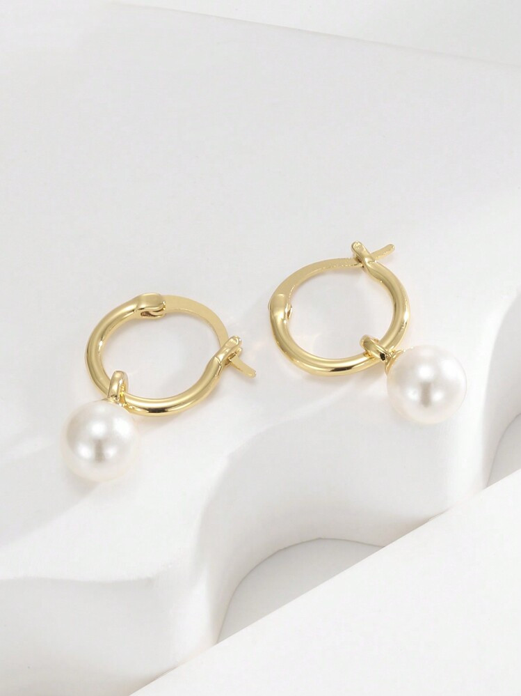Charm-In 1pc Faux Pearl Drop Earrings Copper Jewelry | SHEIN