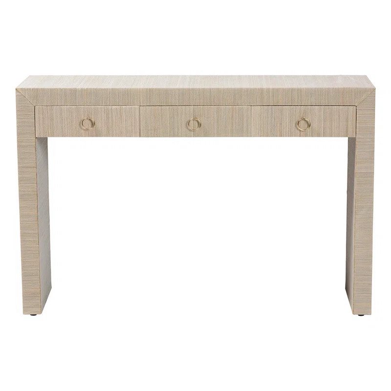 Bali & Pari Cielo Bohemian Woven Natural Grasscloth 3-Drawer Console Table | Wayfair North America