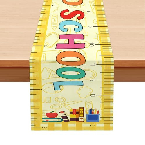 Back to School Party Decorations Ruler Shaped Table Runner(13x72 Inch) First Day of School Kids Students Classroom Desktop Dining Room Home Party Favors Supplies Season Decorations Table Cloth Cover | Amazon (US)