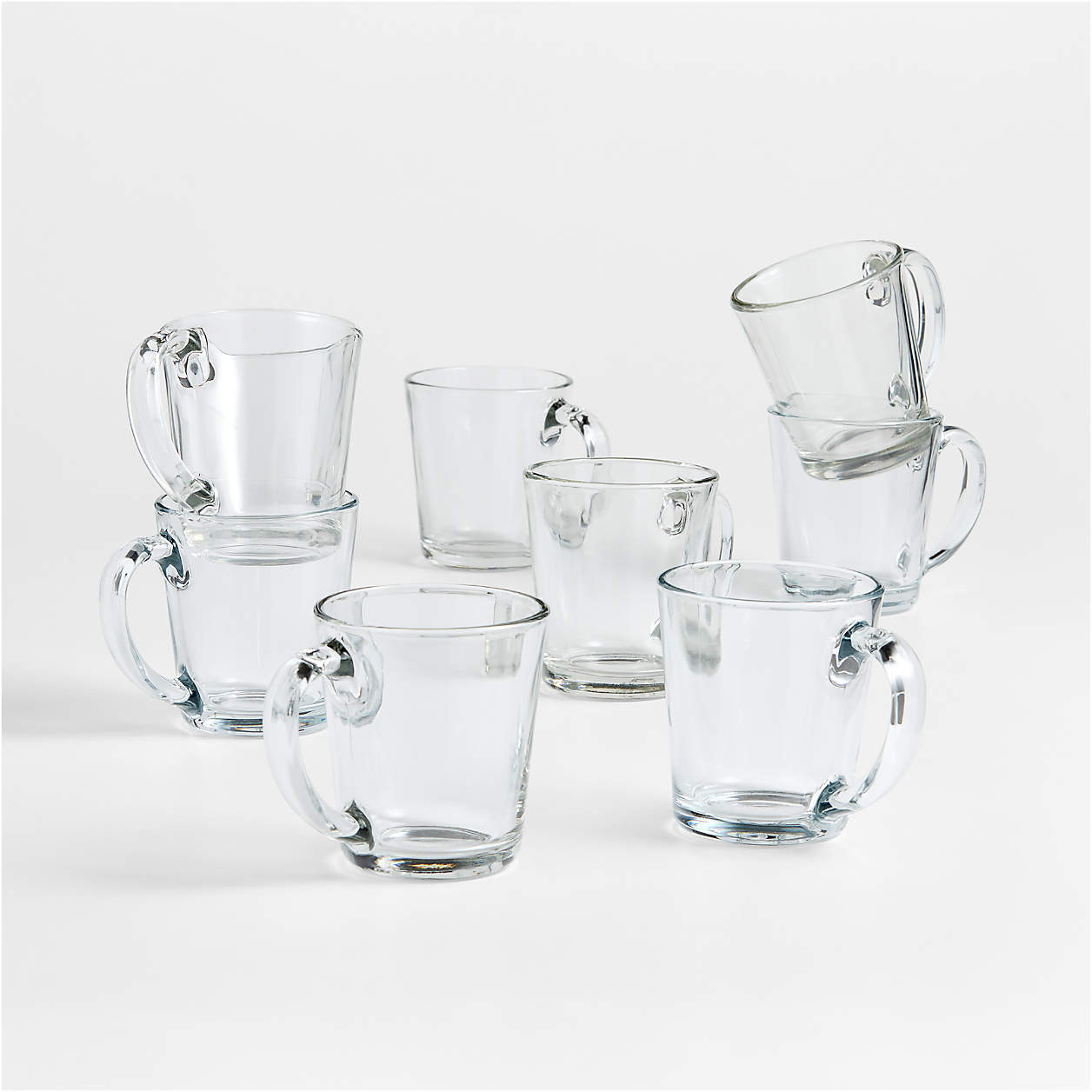 Moderno 13.5-oz. Clear Coffee Mugs, Set of 8 + Reviews | Crate & Barrel | Crate & Barrel