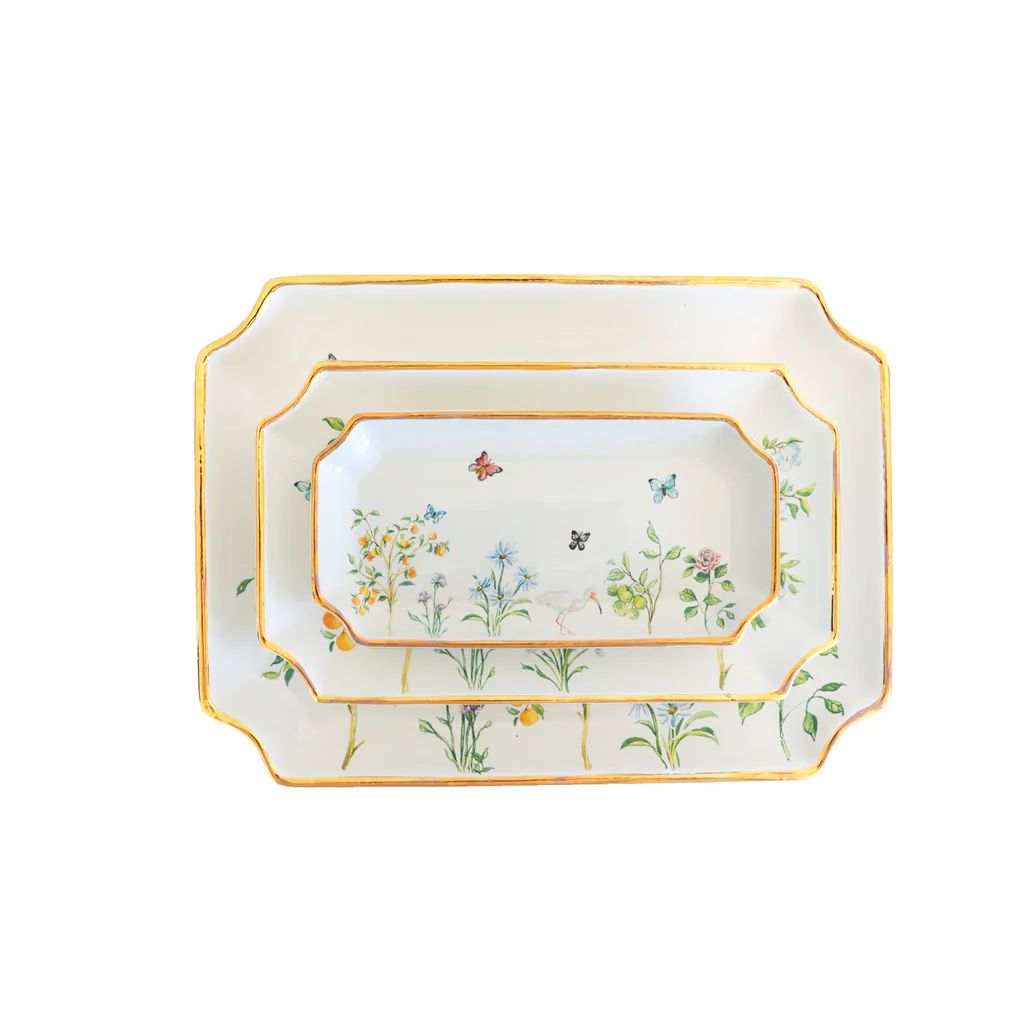 Chinoiserie Botanical Trays with 22K Gold Accents for Lo Home x Simply Jessica Marie | Lo Home by Lauren Haskell Designs