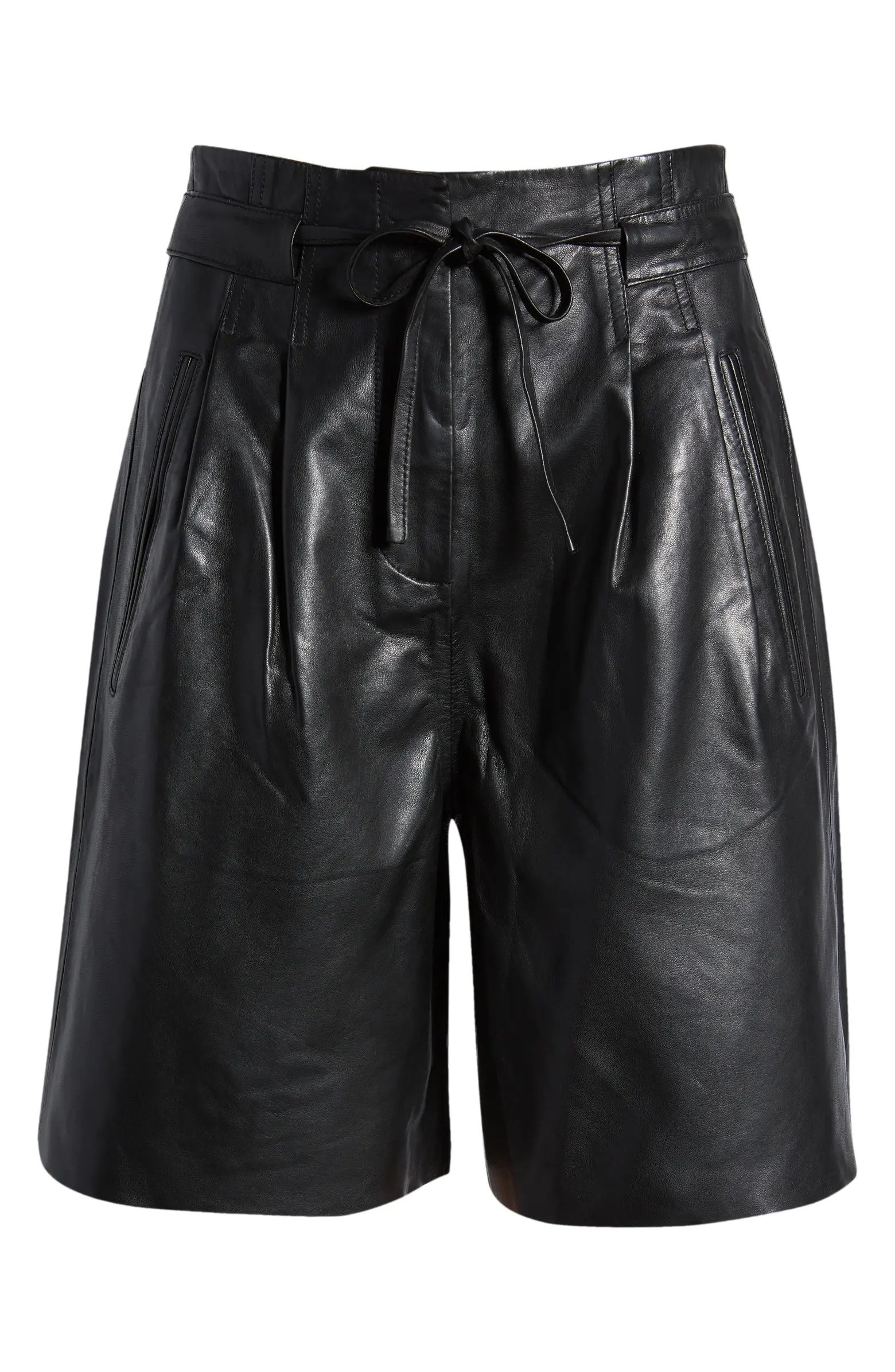 AllSaints Savannah Leather Drawstring Shorts | Nordstrom | Nordstrom
