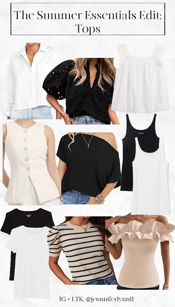 These tops will get you through the summer season! They are cute, light weight, can be dressed up or down + I included some layers for those chilly nights! 

#LTKSummerEdit #LTKSeasonal #LTKFindsUnder100