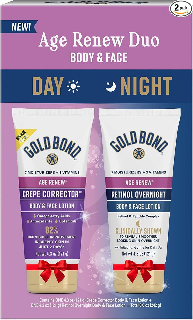 Gold Bond Age Renew Day & Night Duo Lotion Set for Body & Face, Gold Bond Crepe Corrector Lotion,... | Amazon (US)