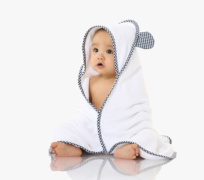 Gingham Critter Baby Hooded Towel & Washcloths | Pottery Barn Kids