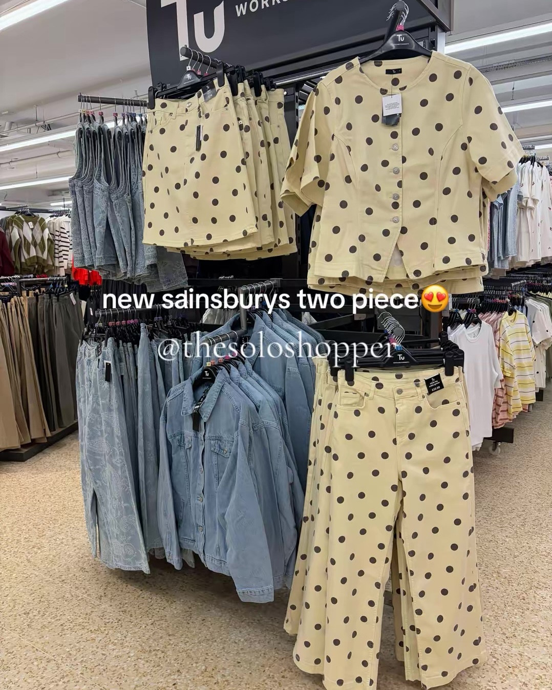 Two piece set new in at sainsburys! The polka dots and buttermilk yellow is GORGEOUS #tuclothing #twopiece #twopieceset #highstreetfashion #sainsburysclothing 

#LTKmidsize #LTKuk #LTKjeans