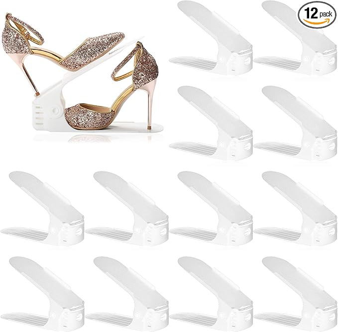 RISETEX Shoe Slots Organizer 12 Pack,Adjustable Shoe Stacker Space Saver, Double Deck Shoe Rack H... | Amazon (US)