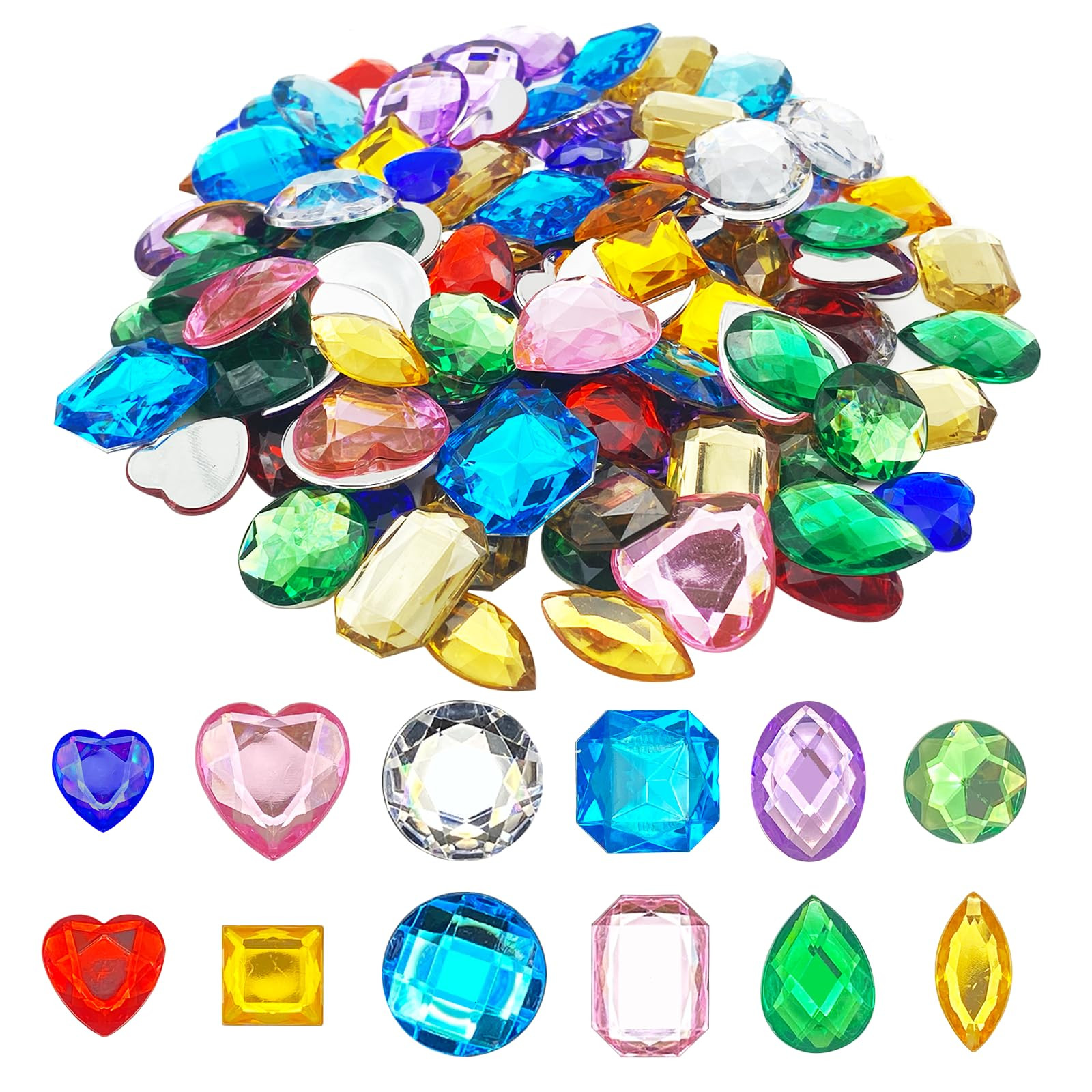 120 Pcs 1" Rhinestone for Crafting,Colorful Jewels for Crafting Stick-On Gems for Crafts Party De... | Amazon (US)