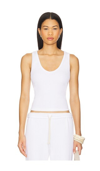 perfectwhitetee Hazel Waffle Tank Top in White. Size S. Also in M, XL, XS. | Revolve Clothing (Global)