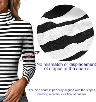 YumiDay Women's Turtleneck Long Sleeve Top, Striped Turtleneck Shirt Base Layering Ribbed Stripe ... | Amazon (US)