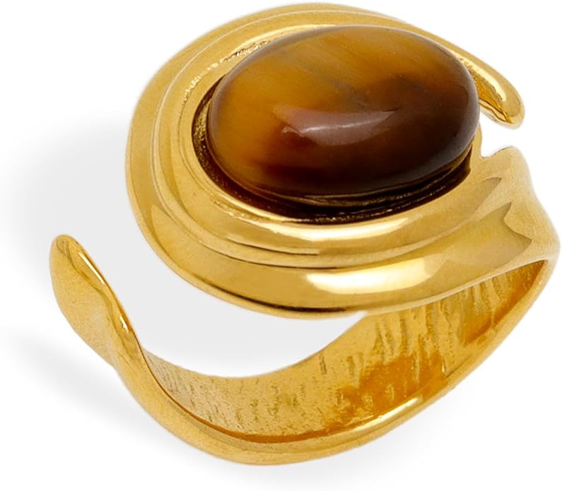 Chunky Gold Statement Dome Rings for Women, Exaggerated Thick Adjustable Open Finger Ring Prom Fa... | Amazon (US)