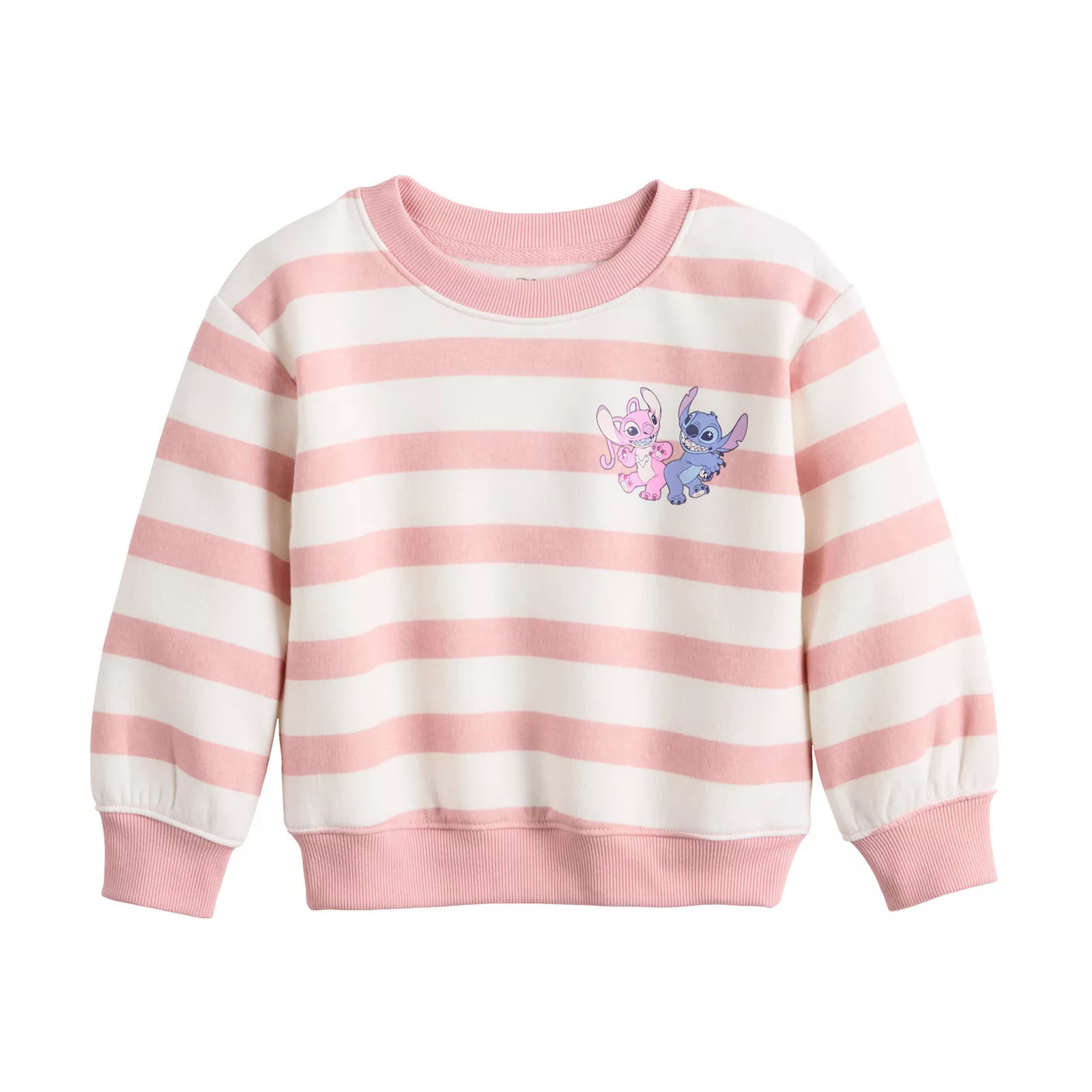 Girls 4-12 Jumping Beans® Disney's Core Fleece Crew Sweatshirt, Girl's, Stripe Pink | Kohl's