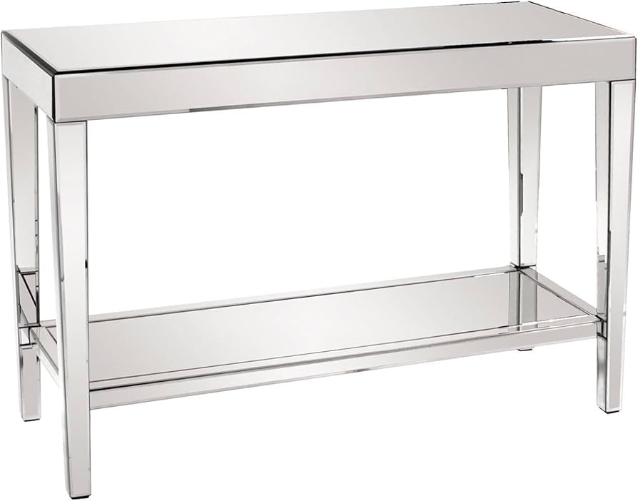 Howard Elliott Mirrored Console Table with Bottom Shelf, Top and Bottom Shelves, Modern Sofa or B... | Amazon (US)