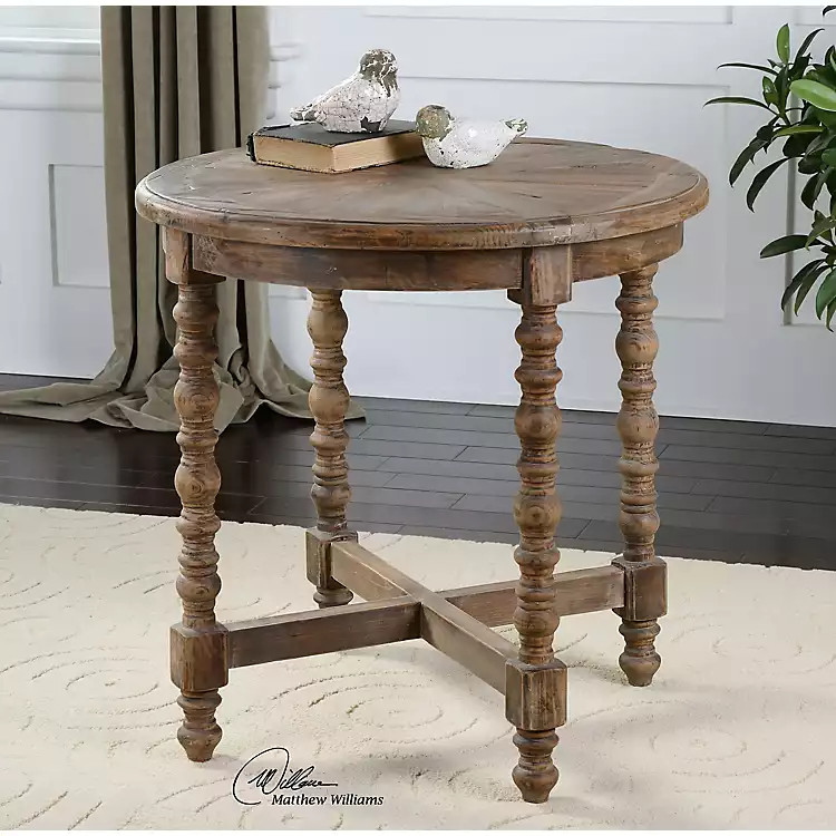Vintage Sunburst Carved Top Accent Table | Kirkland's Home