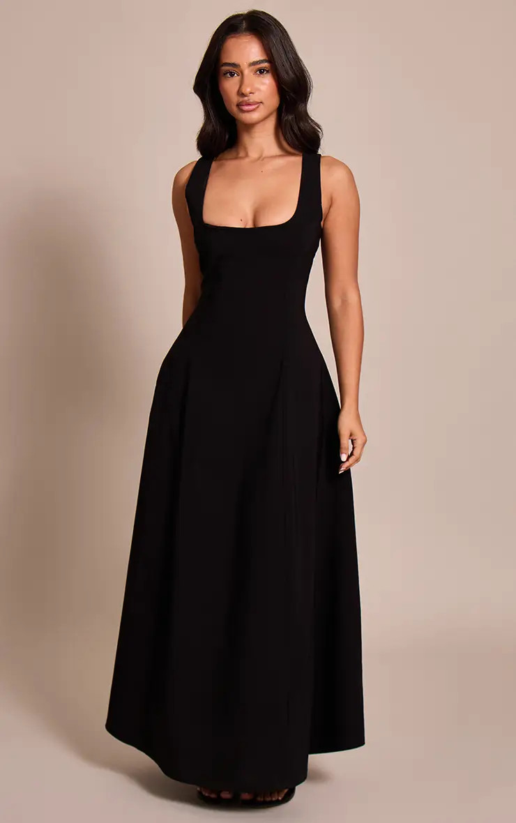Black Scoop Neck Sleeveless Maxi Dress | PrettyLittleThing USA | PrettyLittleThing US