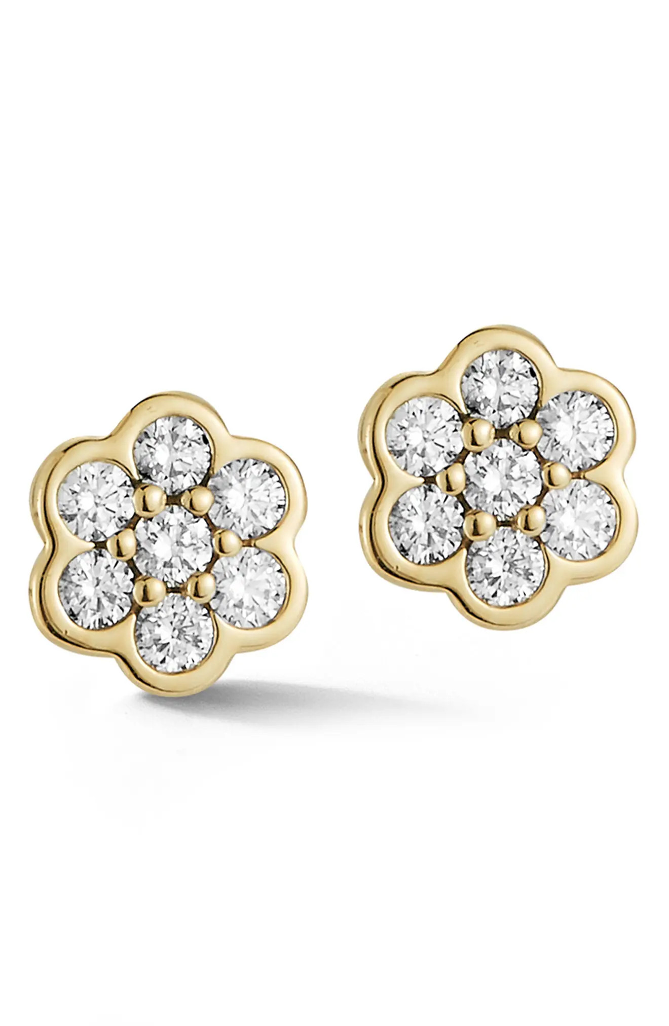 Dana Rebecca Designs Lulu Jack Diamond Flower Stud Earrings in Yellow Gold at Nordstrom | Nordstrom