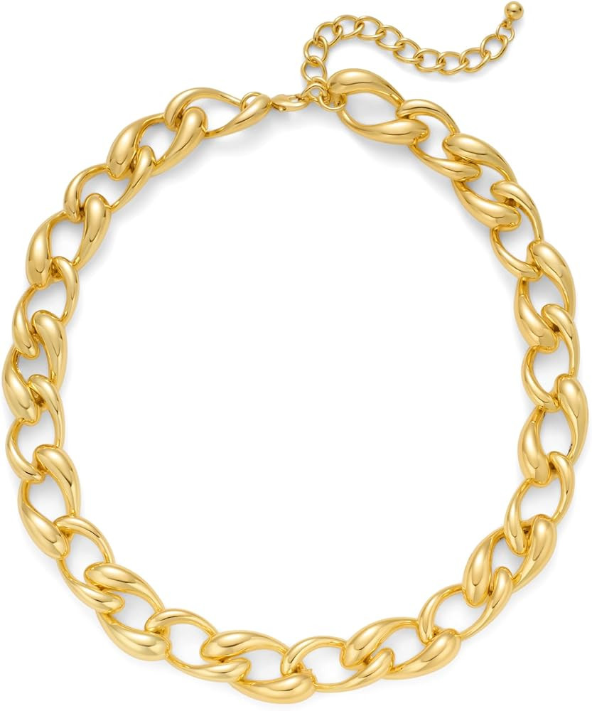 Chunky Gold Chain Necklace Cuban Chain Link Thick Paperclip Chain Heart Chain Choker Necklace
   ... | Amazon (US)