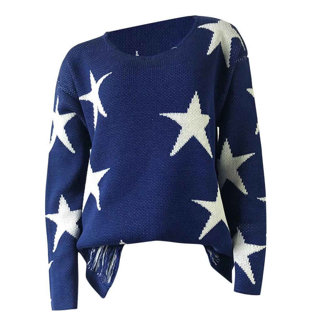Lanhui Women's Long Sleeve T-shirt Five Pointed Star Hole Sweater | Walmart (US)