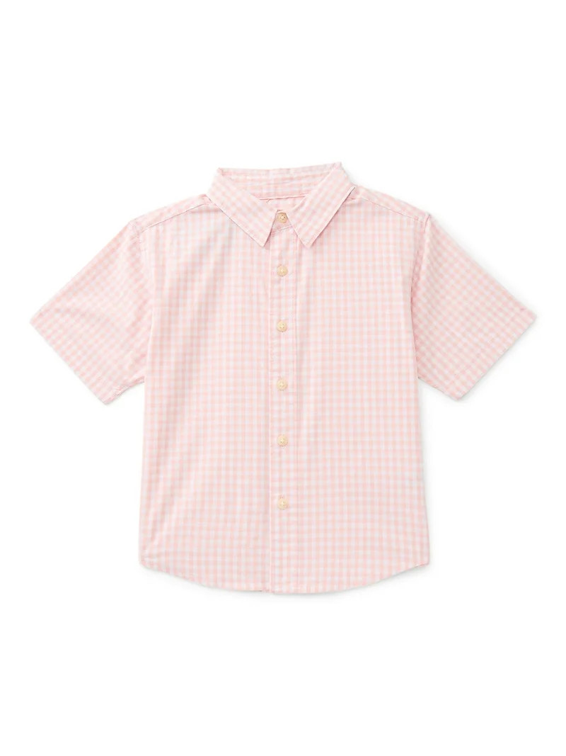 Wonder Nation Boys Cotton Button Down Shirt with Short Sleeves, Sizes 4/5-18 & Husky | Walmart (US)