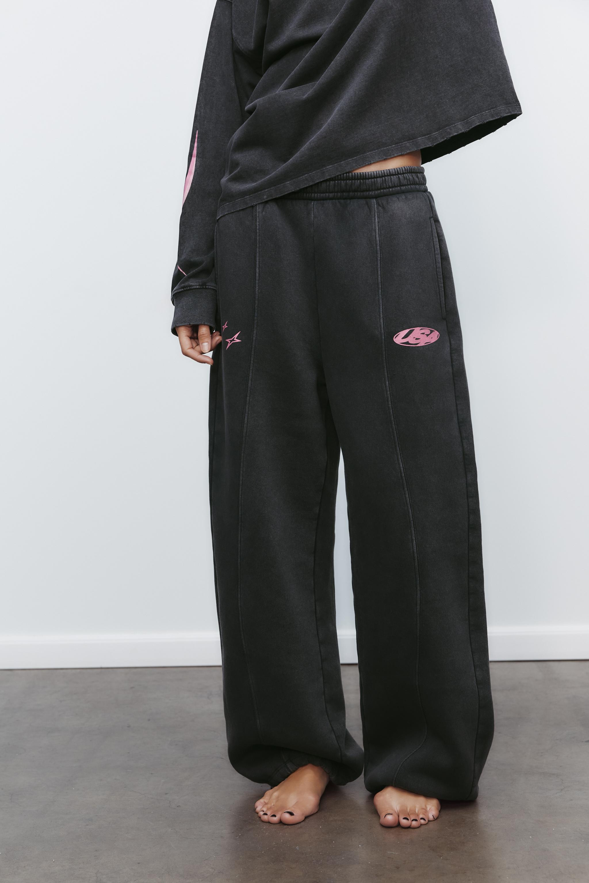 WASHED EFFECT TEXT DETAIL SWEATPANTS | Zara US