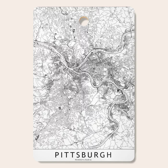 Pittsburgh White Map Cutting Board | Society6